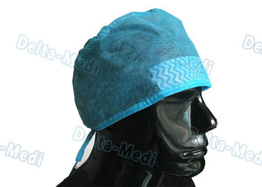 Голубые устранимые крышки хирурга, шляпы ПП/СМС устранимые хирургические с Свеатбанд